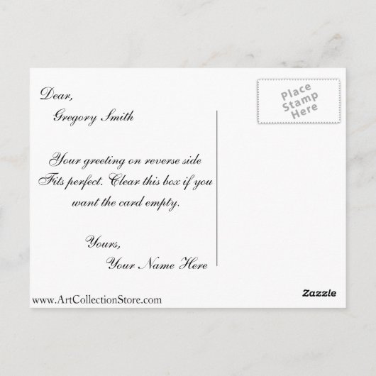 Nativiteit met St. Lawrence en St. Francis van Mic Briefkaart (Achterkant)