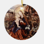 NATIVITEIT MET WITTE LEVENS - MAGISCH VAN CHRISTMA KERAMISCH ORNAMENT (Voorkant)