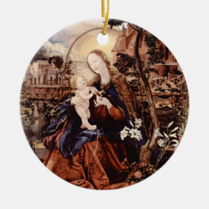 NATIVITEIT MET WITTE LEVENS - MAGISCH VAN CHRISTMA KERAMISCH ORNAMENT