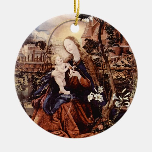 NATIVITEIT MET WITTE LEVENS - MAGISCH VAN CHRISTMA KERAMISCH ORNAMENT (Voorkant)