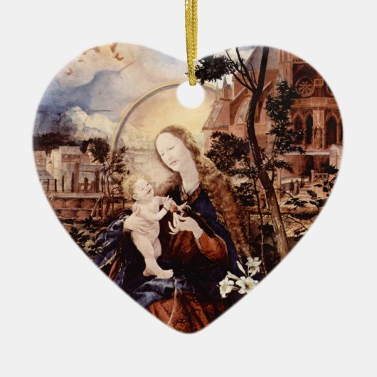 NATIVITEIT MET WITTE LEVENS - MAGISCH VAN CHRISTMA KERAMISCH ORNAMENT (Voorkant)