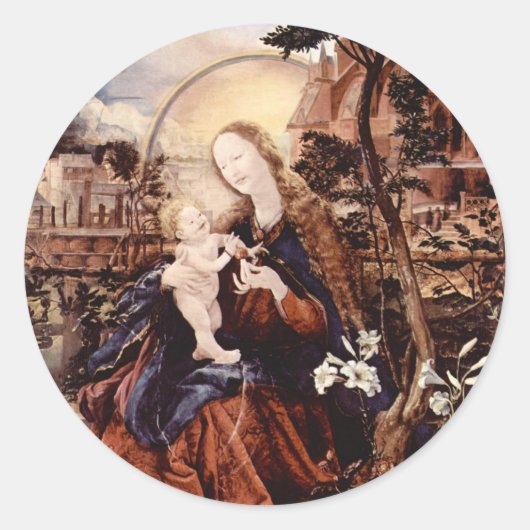 NATIVITEIT MET WITTE LEVENS - MAGISCH VAN CHRISTMA RONDE STICKER (Voorkant)
