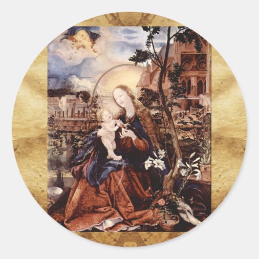 NATIVITEIT MET WITTE LEVENS - MAGISCH VAN CHRISTMA RONDE STICKER (Voorkant)