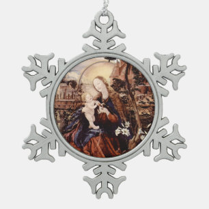 NATIVITEIT MET WITTE LEVENS - MAGISCH VAN CHRISTMA TIN SNEEUWVLOK ORNAMENT
