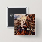 NATIVITEIT MET WITTE LEVENS - MAGISCH VAN CHRISTMA VIERKANTE BUTTON 5,1 CM (Voorkant /achterkant)