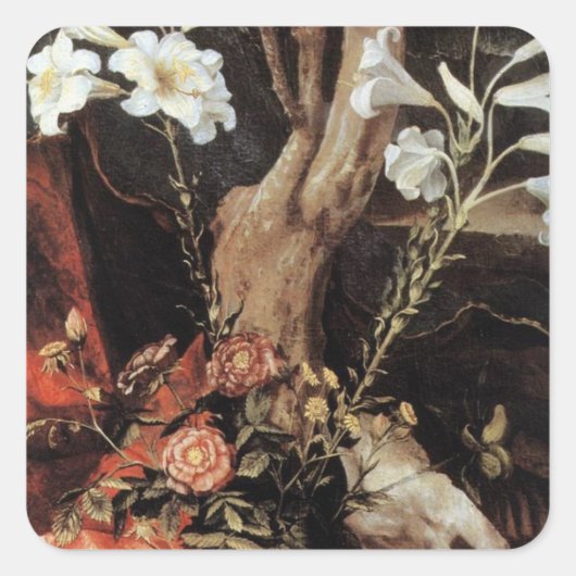 NATIVITEIT MET WITTE LEVENS - MAGISCH VAN CHRISTMA VIERKANTE STICKER (Voorkant)