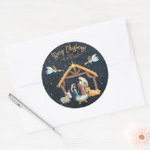 Nativiteit Middelgrote huid met kerstmis Ronde Sticker (Envelop)