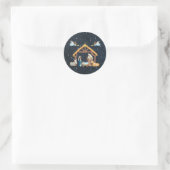 Nativiteit Middelgrote huid met kerstmis Ronde Sticker (Tas)