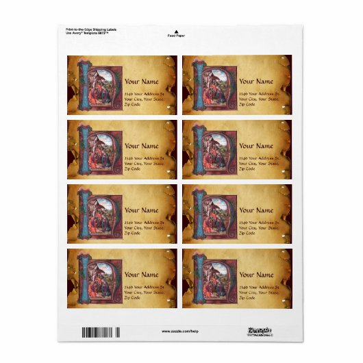 NATIVITEIT MONOGRAM CHRISTMAS PARCHCHCHMENT ETIKET (Full Sheet)