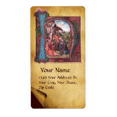 NATIVITEIT MONOGRAM CHRISTMAS PARCHCHCHMENT ETIKET (Voorkant)