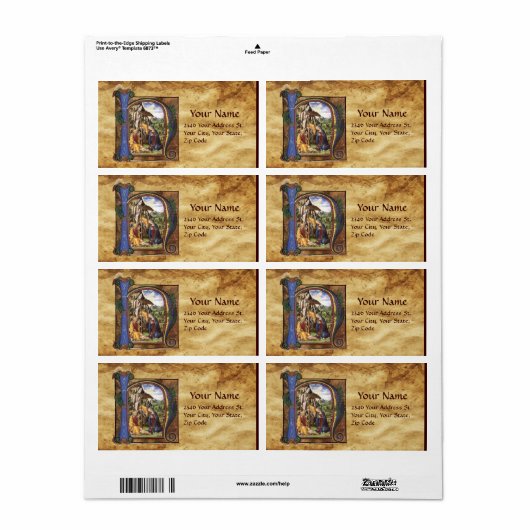 NATIVITEIT MONOGRAM CHRISTMAS PARCHCHCHMENT ETIKET (Full Sheet)