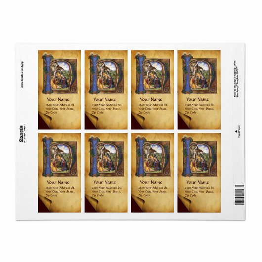 NATIVITEIT MONOGRAM CHRISTMAS PARCHCHCHMENT ETIKET (Full Sheet)