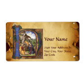 NATIVITEIT MONOGRAM CHRISTMAS PARCHCHCHMENT ETIKET (Voorkant)