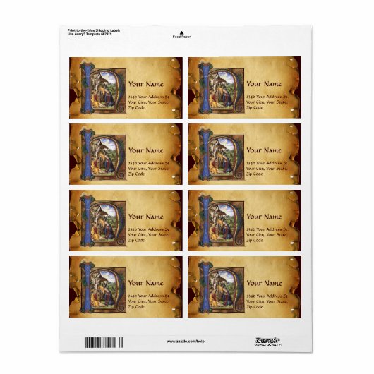 NATIVITEIT MONOGRAM CHRISTMAS PARCHCHCHMENT ETIKET (Full Sheet)