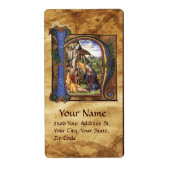NATIVITEIT MONOGRAM CHRISTMAS PARCHCHCHMENT ETIKET (Voorkant)