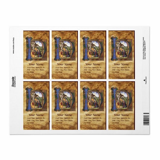 NATIVITEIT MONOGRAM CHRISTMAS PARCHCHCHMENT ETIKET (Full Sheet)