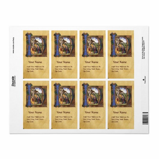 NATIVITEIT MONOGRAM CHRISTMAS PARCHCHCHMENT ETIKET (Full Sheet)