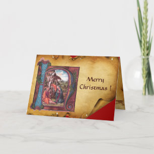 NATIVITEIT MONOGRAM CHRISTMAS PARCHCHCHMENT FEESTDAGEN KAART