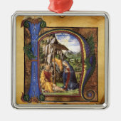 NATIVITEIT MONOGRAM CHRISTMAS PARCHCHCHMENT METALEN ORNAMENT (Voorkant)