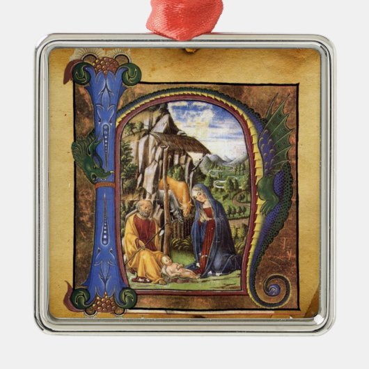 NATIVITEIT MONOGRAM CHRISTMAS PARCHCHCHMENT METALEN ORNAMENT (Voorkant)