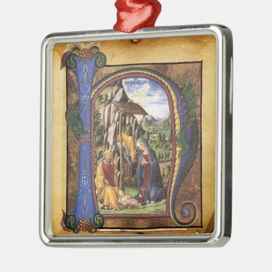 NATIVITEIT MONOGRAM CHRISTMAS PARCHCHCHMENT METALEN ORNAMENT (Links)