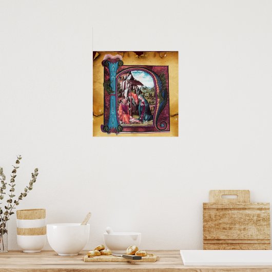 NATIVITEIT MONOGRAM CHRISTMAS PARCHCHCHMENT POSTER (Keuken)