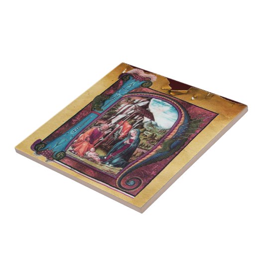 NATIVITEIT MONOGRAM CHRISTMAS PARCHCHCHMENT TEGELTJE (Zijkant)