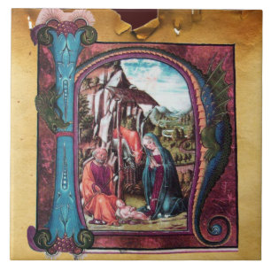 NATIVITEIT MONOGRAM CHRISTMAS PARCHCHCHMENT TEGELTJE