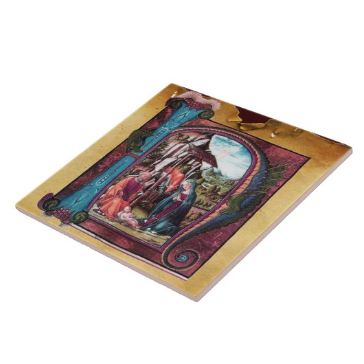 NATIVITEIT MONOGRAM CHRISTMAS PARCHCHCHMENT TEGELTJE (Zijkant)