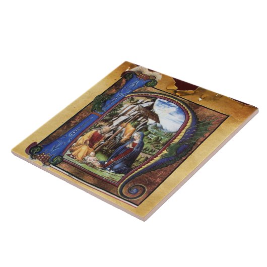 NATIVITEIT MONOGRAM CHRISTMAS PARCHCHCHMENT TEGELTJE (Zijkant)