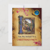 NATIVITEIT MONOGRAM CHRISTMAS PARCHMENT Blue Gem I Kaart (Voorkant)