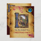 NATIVITEIT MONOGRAM CHRISTMAS PARCHMENT Blue Gem I Kaart (Voorkant / Achterkant)