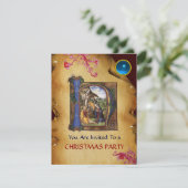 NATIVITEIT MONOGRAM CHRISTMAS PARCHMENT Blue Gem I Kaart (Staand voorkant)