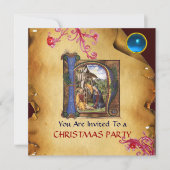 NATIVITEIT MONOGRAM CHRISTMAS PARCHMENT Blue Gem Kaart (Voorkant)