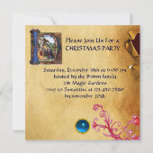 NATIVITEIT MONOGRAM CHRISTMAS PARCHMENT Blue Gem Kaart (Achterkant)