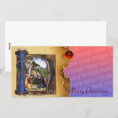 NATIVITEIT MONOGRAM CHRISTMAS PARCHMENT Red Gem Feestdagenkaart (Voorkant / Achterkant)
