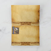 NATIVITEIT MONOGRAM CHRISTMAS PARCHMENT Red Ruby G Feestdagen Kaart (Binnen)