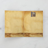 NATIVITEIT MONOGRAM CHRISTMAS PARCHMENT Red Ruby G Feestdagen Kaart (Binnen)