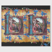 NATIVITEIT MONOGRAM FLORAAL CHRISTMAS PARCHCHMENT CADEAUPAPIER (Vlak)