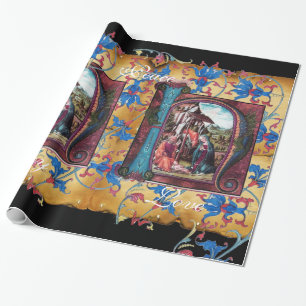 NATIVITEIT MONOGRAM FLORAAL CHRISTMAS PARCHCHMENT CADEAUPAPIER