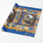 NATIVITEIT MONOGRAM FLORAAL CHRISTMAS PARCHCHMENT CADEAUPAPIER (Uitgerold)