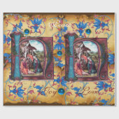 NATIVITEIT MONOGRAM FLORAAL CHRISTMAS PARCHCHMENT CADEAUPAPIER (Vlak)