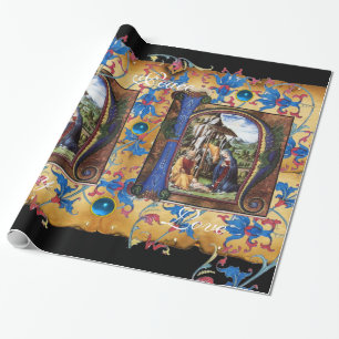NATIVITEIT MONOGRAM FLORAAL CHRISTMAS PARCHCHMENT CADEAUPAPIER