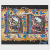 NATIVITEIT MONOGRAM FLORAAL CHRISTMAS PARCHCHMENT CADEAUPAPIER (Vlak)