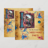 NATIVITEIT MONOGRAM FLORAAL CHRISTMAS PARCHCHMENT KAART (Voorkant / Achterkant)