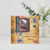 NATIVITEIT MONOGRAM FLORAAL CHRISTMAS PARCHCHMENT KAART (Staand voorkant)