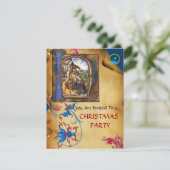 NATIVITEIT MONOGRAM FLORAAL CHRISTMAS PARCHCHMENT KAART (Staand voorkant)