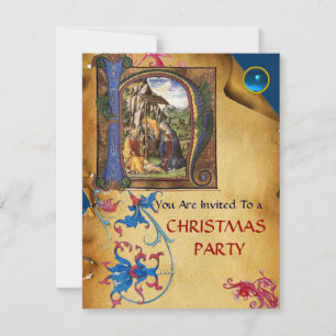 NATIVITEIT MONOGRAM FLORAAL CHRISTMAS PARCHCHMENT KAART