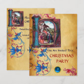 NATIVITEIT MONOGRAM FLORAAL CHRISTMAS PARCHCHMENT KAART (Voorkant / Achterkant)