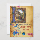 NATIVITEIT MONOGRAM FLORAAL CHRISTMAS PARCHCHMENT KAART (Voorkant)